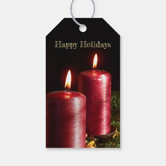 Kerstfeest Rode Kaarsen Winter Vakanties Cadeaulabel (Achterkant)