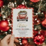 Kerstfeest Rode  Kaart Uitnodiging<br><div class="desc">Kerst Party uitnodiging met een waterverf vintage auto. Overeenkomende objecten in mijn winkel.</div>