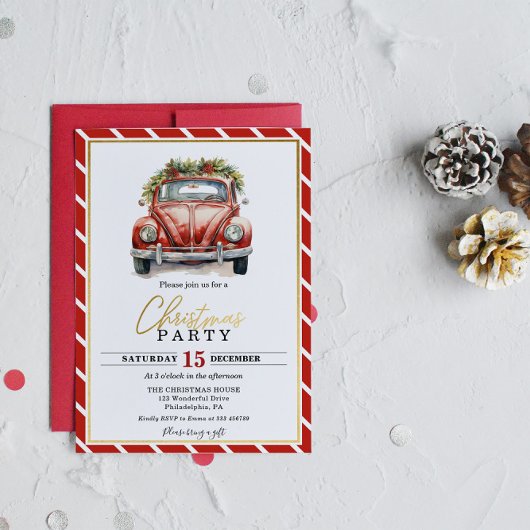 Kerstfeest Rode  Kaart Uitnodiging