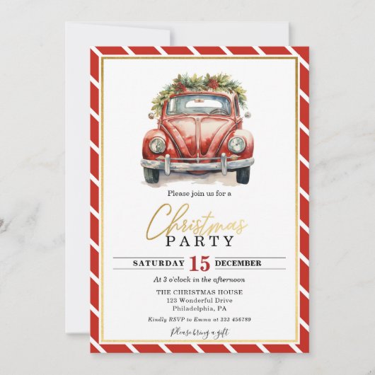 Kerstfeest Rode  Kaart Uitnodiging (Voorkant)