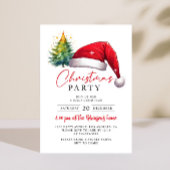 Kerstfeest Rode Kerstman Hoed Boom Sterren Kaart