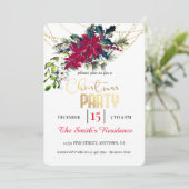 Kerstfeest Rode Poinsettia Bloemen Kaart (Staand voorkant)