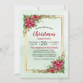 Kerstfeest Rode Poinsettia Bloemstuk Gouden Lijst (Voorkant)