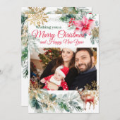 Kerstfeest Rode Poinsettia Feestdagenkaart (Voorkant / Achterkant)