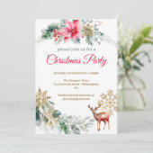 Kerstfeest Rode Poinsettia Kaart (Staand voorkant)