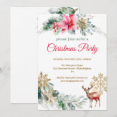 Kerstfeest Rode Poinsettia Kaart (Voorkant / Achterkant)