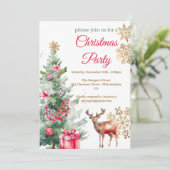 Kerstfeest Rode Poinsettia Kaart (Staand voorkant)