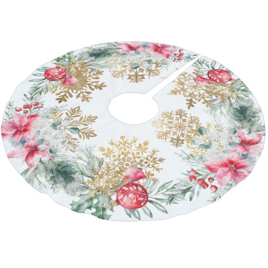 Kerstfeest Rode Poinsettia Kerstboom Rok (Gekanteld)