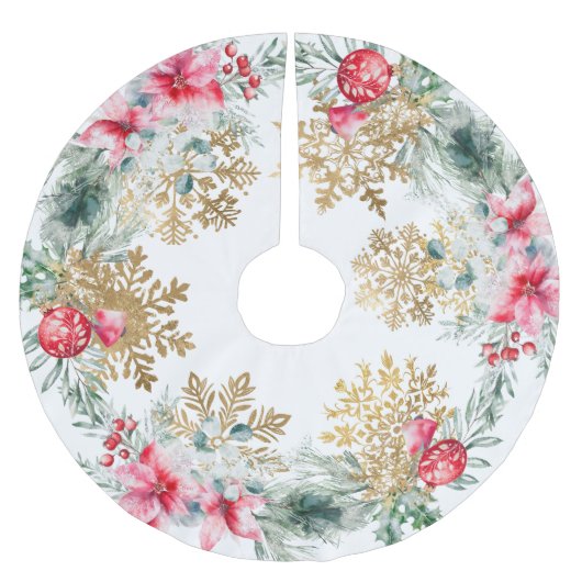 Kerstfeest Rode Poinsettia Kerstboom Rok (Voorkant)