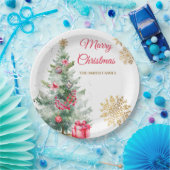 Kerstfeest Rode Poinsettia Papieren Bordje (Feest)