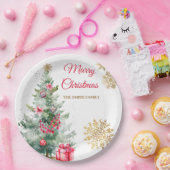 Kerstfeest Rode Poinsettia Papieren Bordje (Feest)