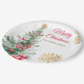 Kerstfeest Rode Poinsettia Papieren Bordje (Gekanteld)