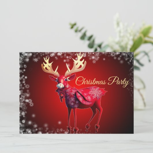 Kerstfeest Rode rendieren Winter Feestdagen Kaart (Staand voorkant)