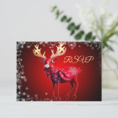 Kerstfeest Rode rendieren Winter Feestdagen RSVP Kaartje (Staand voorkant)