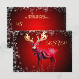 Kerstfeest Rode rendieren Winter Feestdagen RSVP Kaartje