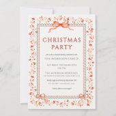 Kerstfeest Rode Strik Botanische Feestdagen Kaart (Voorkant)