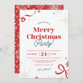 Kerstfeest Rode Typografie Simbols Kaart (Voorkant / Achterkant)