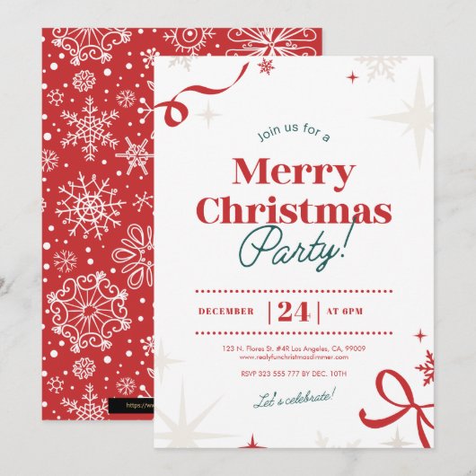 Kerstfeest Rode Typografie Simbols Kaart (Voorkant / Achterkant)