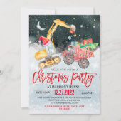 Kerstfeest Rode Vrachtwagen Gift Bouw Geboorte Kaart (Voorkant)