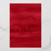 Kerstfeest Rode Waterverf Bloemen Folie Uitnodiging (Achterkant)