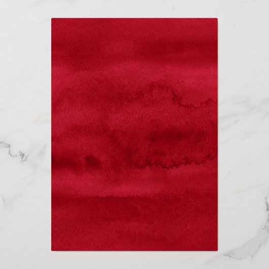 Kerstfeest Rode Waterverf Bloemen Folie Uitnodiging (Achterkant)