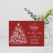 KERSTFEEST Rode Witte Sterren Pijnboom Kaart (Staand voorkant)