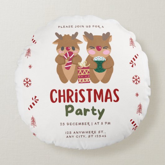 Kerstfeest Ronde Kussen (Voorkant)