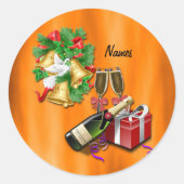 kerstfeest ronde sticker (Voorkant)