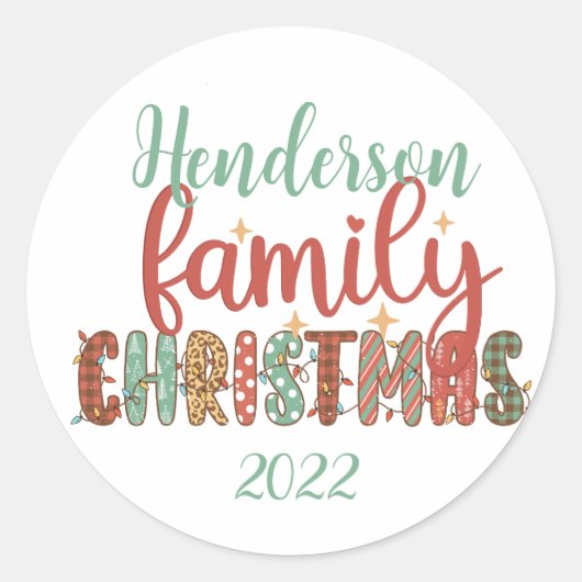 Kerstfeest Ronde Sticker (Voorkant)