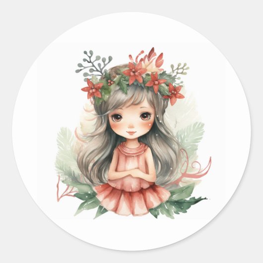 kerstfeest ronde sticker (Voorkant)