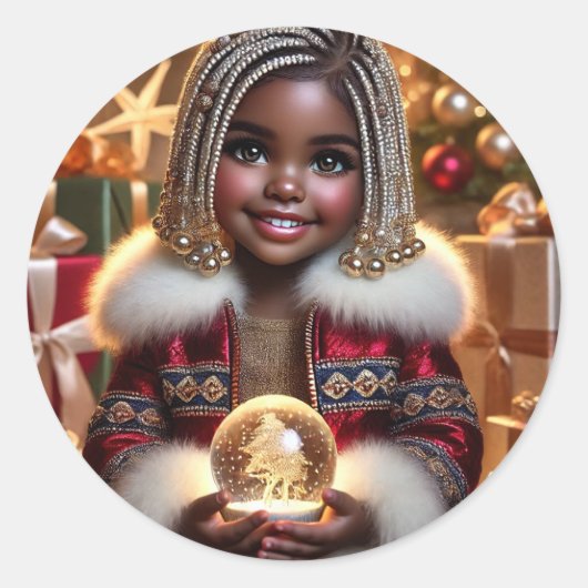 kerstfeest ronde sticker (Voorkant)