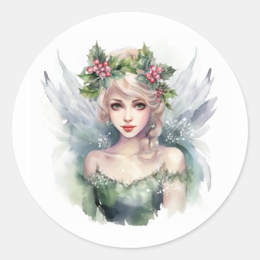 kerstfeest ronde sticker (Voorkant)