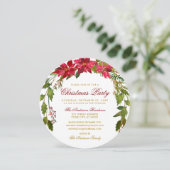 Kerstfeest Rood Bloemstuk Poinsettia Rond Kaart (Staand voorkant)