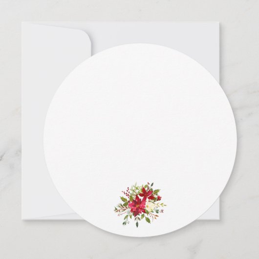 Kerstfeest Rood Bloemstuk Poinsettia Rond Kaart (Achterkant)