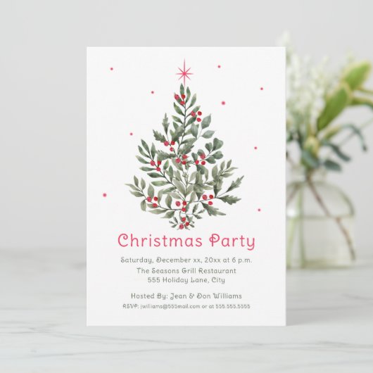 Kerstfeest rood en wit kaart (Staand voorkant)