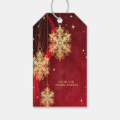 Kerstfeest Rood Golden Snowflakes Holiday Cadeaulabel (Achterkant)