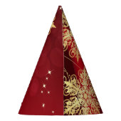 Kerstfeest Rood Golden Snowflakes Holiday Feesthoedjes (Achterkant)