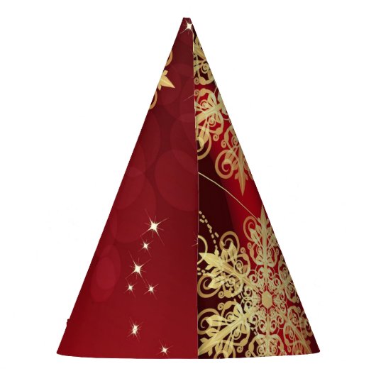 Kerstfeest Rood Golden Snowflakes Holiday Feesthoedjes (Achterkant)