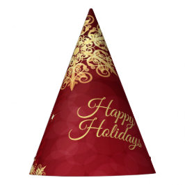 Kerstfeest Rood Golden Snowflakes Holiday Feesthoedjes