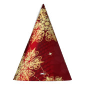 Kerstfeest Rood Golden Snowflakes Holiday Feesthoedjes (Links)