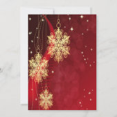 Kerstfeest Rood Golden Snowflakes Holiday Kaart (Achterkant)