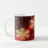 Kerstfeest Rood Golden Snowflakes Holiday Koffiemok (Links)