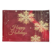 Kerstfeest Rood Golden Snowflakes Holiday Kussensloop (Achterkant)