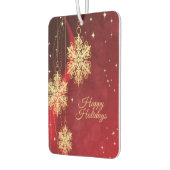 Kerstfeest Rood Golden Snowflakes Holiday Luchtverfrisser (Links)