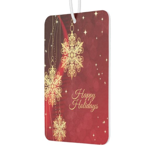 Kerstfeest Rood Golden Snowflakes Holiday Luchtverfrisser (Links)