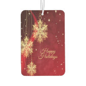 Kerstfeest Rood Golden Snowflakes Holiday Luchtverfrisser (Achterkant)