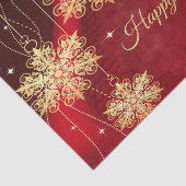 Kerstfeest Rood Golden Snowflakes Holiday Tissuepapier (Detail)