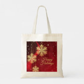 Kerstfeest Rood Golden Snowflakes Holiday Tote Bag (Achterkant)