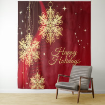 Kerstfeest Rood Golden Snowflakes Holiday