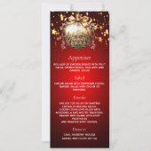 Kerstfeest rood goud Bauble dinerkaart Kaart (Voorkant)
